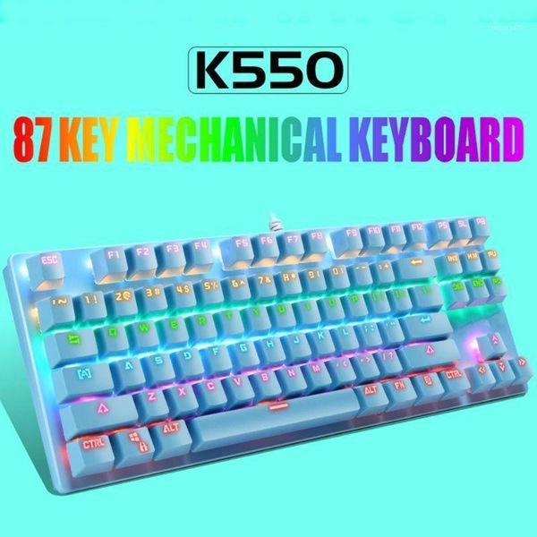 

k550 green shaft mechanical keypad 87 keys gaming keyboard with colorful light effect for windows xp/7/8/10 systems1