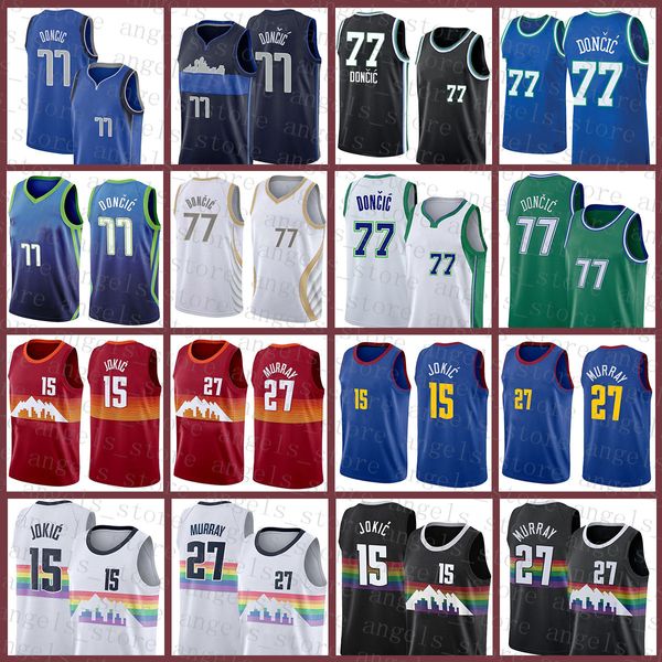 2021 Yeni Luka Basketbol Forması 77 Doncic Erkek Dirk 41 Nowitzki Jamal 27 Murray Nikola Kırmızı Mavi Turuncu 15 Jokic