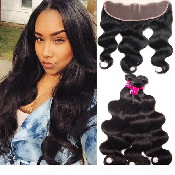 

8a remy unprocessed brazilian virgin hair body wave straight loose wave deep wave curly 3 bundles with 13x4 lace closure human hair, Black;brown
