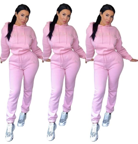 

winter womens tracksuit long sleeve hoodies sweatsuit +leggings pants suit pullover blouse pant two-piece outfits sportwear clothes ly12094, White