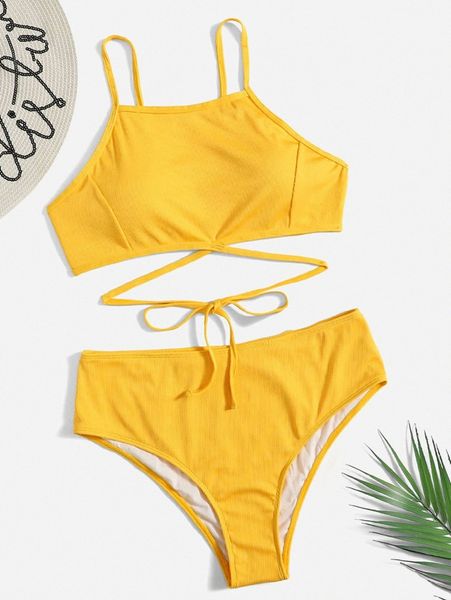 

plus plain ribbed bikini swimsuit z3rv#, Black