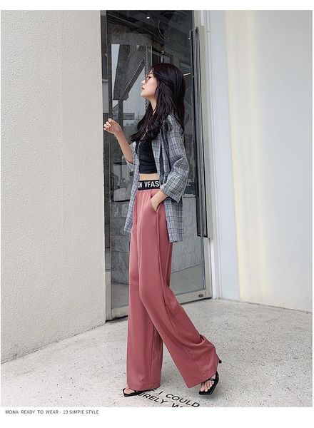 

v349-summer trendy one button skinny pants wide leg pants, Black