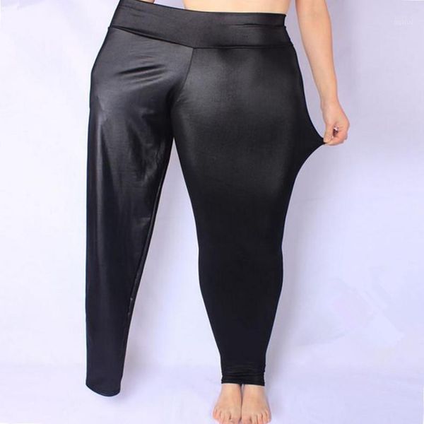 

2018 new women leggings black hip wet look faux leather plus size couro do falso xxxxxl size summer pants women1, Black;white