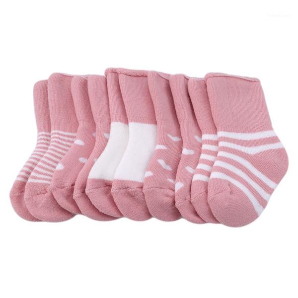 

socks kids soft warm for boy girl baby cute cartoon stripe fashion dots autumn/winter children gift 5 pair/pack unisex1, Pink;yellow