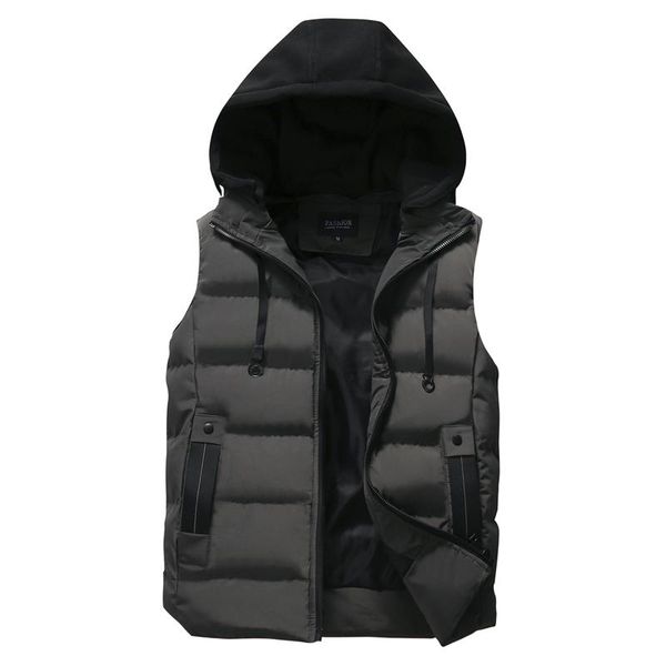 

new 2020 autumn winter men's casual hooded vest solid sleeveless jacket male thick warm waistcoat zipper pockets outerwear s-4xl, Black;white