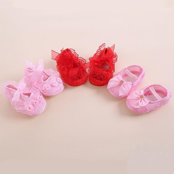 

0-12m baby shoes baby girl bow-knot soft sole first walkers infant anti-skid lace princess newborn girl infant shoes christening1