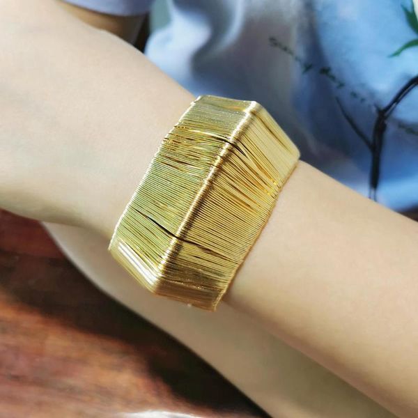 

bangle gold wire bracelets metal open big cuff bangles for women boho alloy statement party jewelry 2021ukmoc, Black