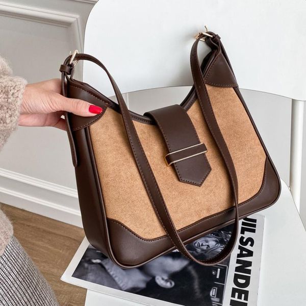 

totes luxury design hobos women shoulder crossbody bags 2021 fashion suede leather handbags ladies messenger female purses