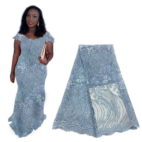 

ribbon latest african beaded lace fabric 2021 french swiss tulle voile for wedding party nigerian fabrics, Pink;blue