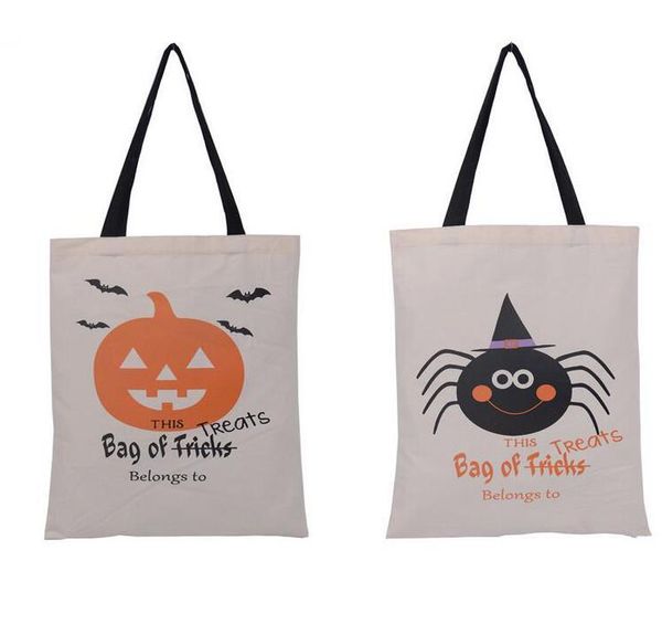 

50pcs 6 types halloween tote bags with black handle pumpkin christmas shopping bags festival gifts bag halloween canvas bag