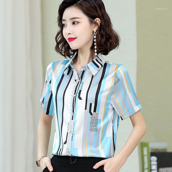 

korean silk women shirts woman satin blouses shirt office lady striped blouse shirt plus size blusas femininas elegante 4xl1, White