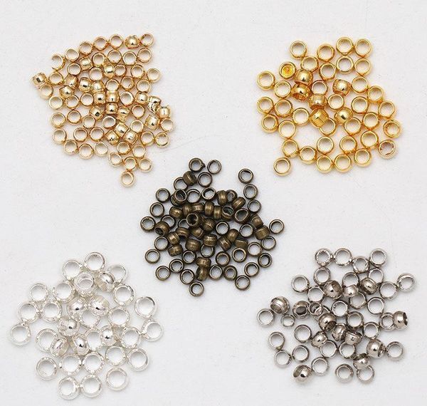 

500pcs dia 2mm-4mm copper crimp ball end beads metal gold /silver big hole ser spacer beads for jewelry jllflf sinabag