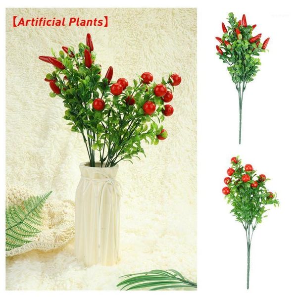 

aartificial plants simulation green plant artificial wedding decoration home decor chili fruits bunches landscape plant cherry1