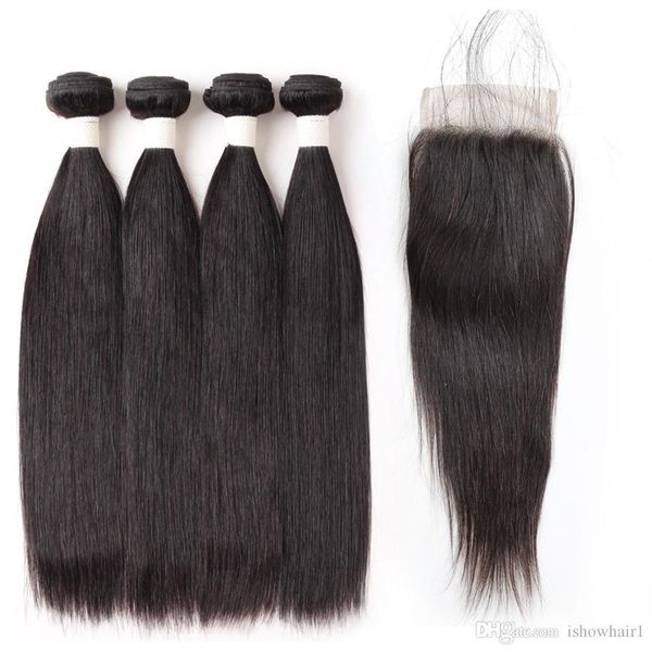 

straight hair 4bundles 8-28 inch remy human hair 9a loose wave deep curly body wave straight color 1b black hair bundles with closure