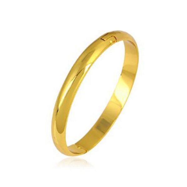 

18k yellow gold filled womens bracelet plain smooth openable bangle(dia.60mmx10mm), Black