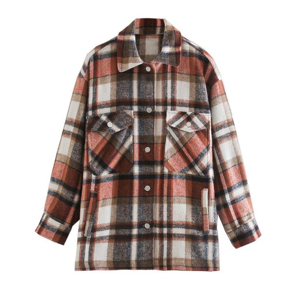 

womens casual moda boto solto para baixo mistura xadrez camisa jaqueta casacos inverno manga longa  schacket newwears jm2u, Black;brown