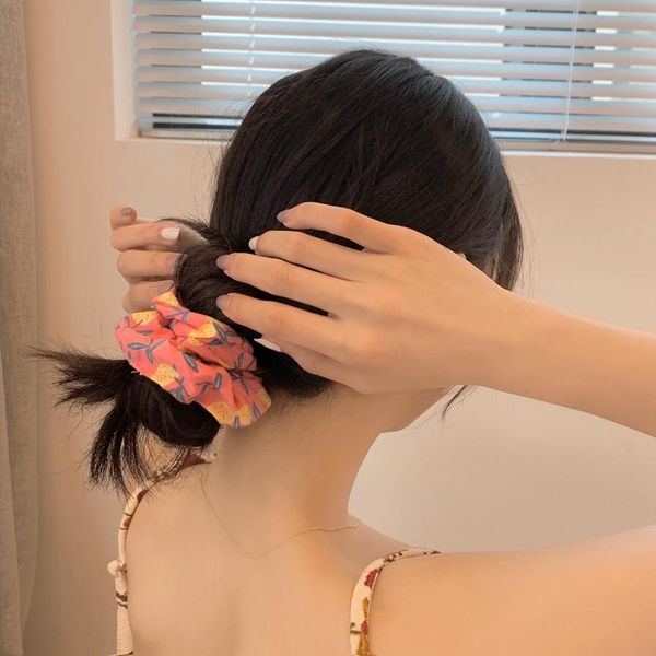 

aomu 2020 1 шт. корея новый сладкий телевизор фруктовые печати девушка летние милые женщины эластичные волосы полосы волос аксессуары для во, Golden;white