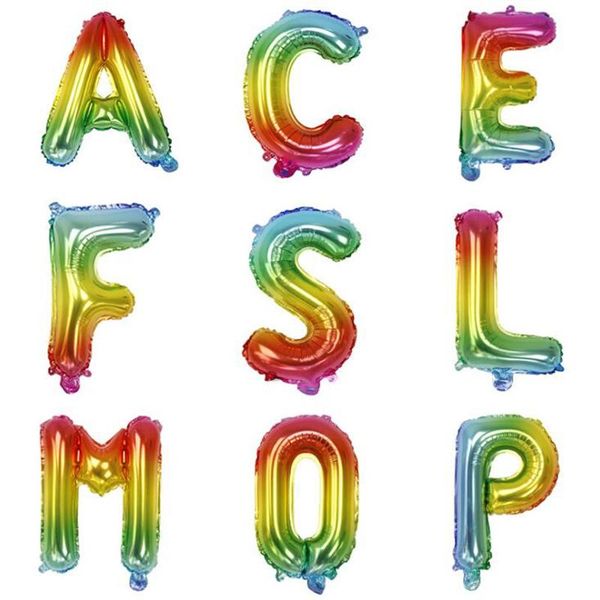 

16 дюймов счастливый детский день рождения воздушные шары фольга градиент радуги номер баллоны буквы balon hemium baloes свадебный воздушный