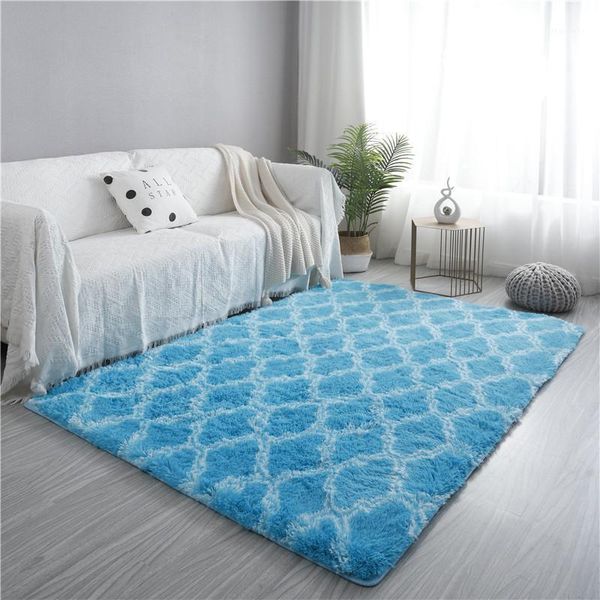 

nordic ins variegated tie-dye gradient carpet bedroom living room bay window rug tatami rectangular thick carpet crawling mat1