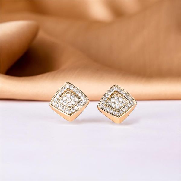 

hoop & huggie jennifer hollow rhombus earrings 585 rose gold women romantic fashion jewelry white round natural copper ear, Golden;silver