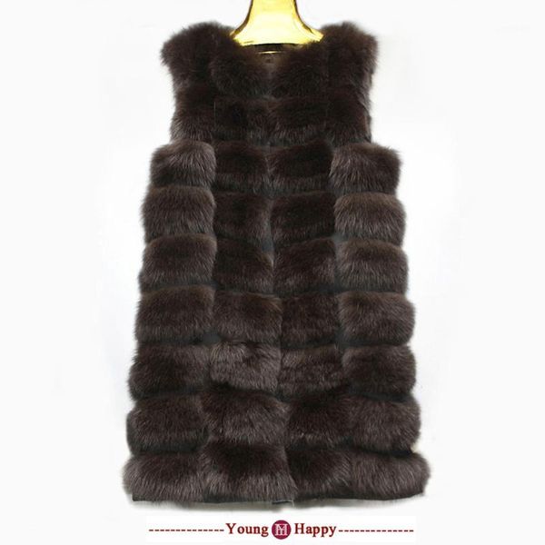 

women's fur & faux winter natural real vest jacket waistcoat sleeveless lady warm coats1, Black