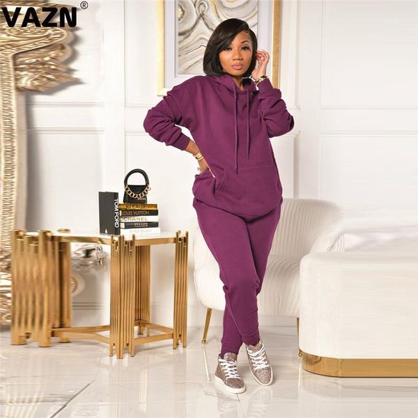 

vazn 2020 new solid fashion sport running casual zippers hooded outfits tracksuits full sleeve full pants set1, Gray