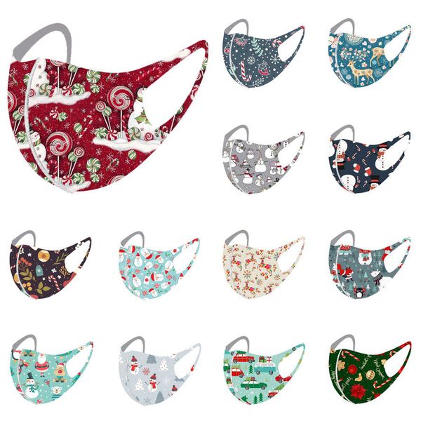 

christmas face mask christmas hanging ear type children mask washable breathable elk pattern mask, Silver