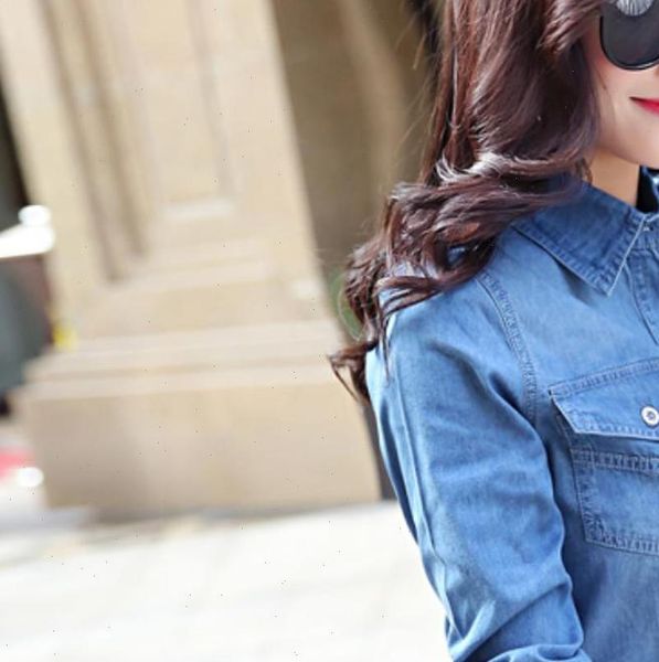 

women cotton denim shirt 2021 chemise female spring ladies casual long sleeve blue jeans shirts woman blouses camisa vetements, White