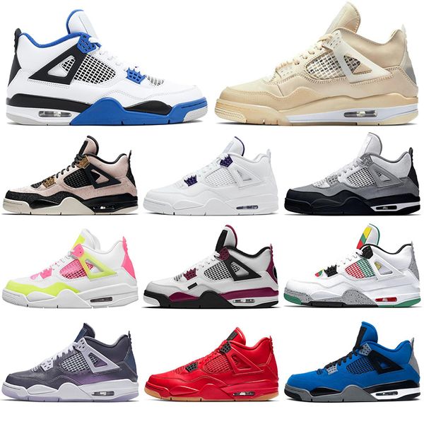 

with box 2021 new 4 4s union noir guava ice mens shoes sail neon metallic purple basketball sneakers black cat fire red trainers