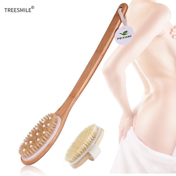 

treesmile сухой щеткой для тела щетка для целлюлит лимфатической dry brush природные кабан щетина органические сухой кожи тела щетки d40 sqc