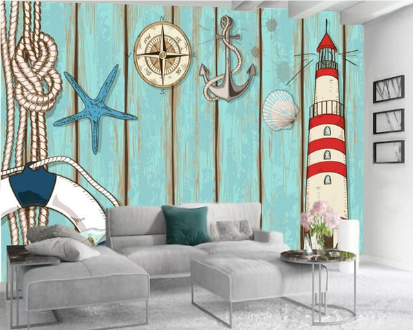 

3d wallpaper vintage wood board starfish shell 3d wallpaper living room bedroom wallcovering hd wallpaper