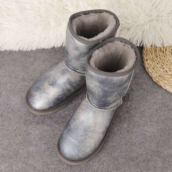 

2020 within 100% genuine leather sheepskin woman snowboots natural wool for women's winter boots, Black