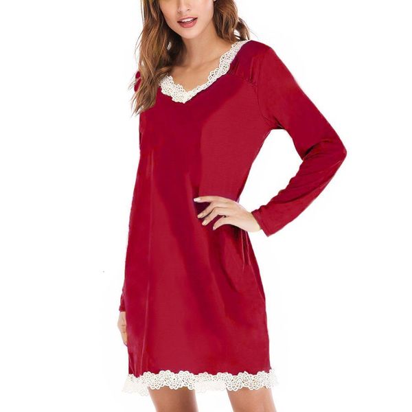 

dihope ladies v neck long sleeve dress fashion lace patchwork vestidos loose homewear summer casual women dresses 2021 spring, Black;gray