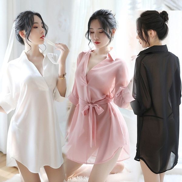 

chiffon transparent pajamas dew allure underwear bed provocative dress, Red;black