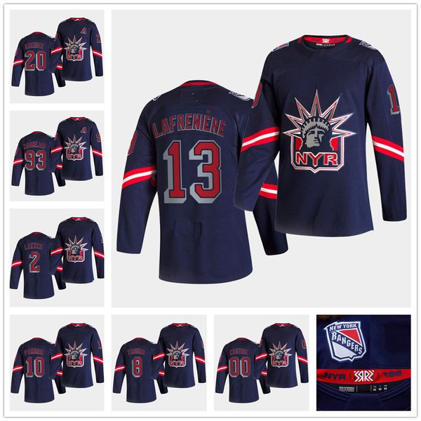 

new york rangers 2021 reverse retro alexis lafreniere jersey chris kreider mika zibanejad brian leetch trouba strome kakko panarin jersey, Black