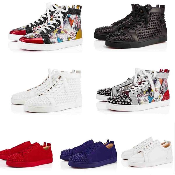 

wholesale red bottoms casual shoes for mens women luxurys designers platform sneaker flat reds soles shoe fashion trainers classic style, Black