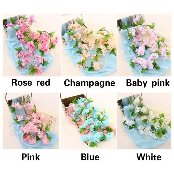 

18 heads 220m long artificial cherry blossoms flower fake string vine artificials garland flowers wedding party home de wmtevh