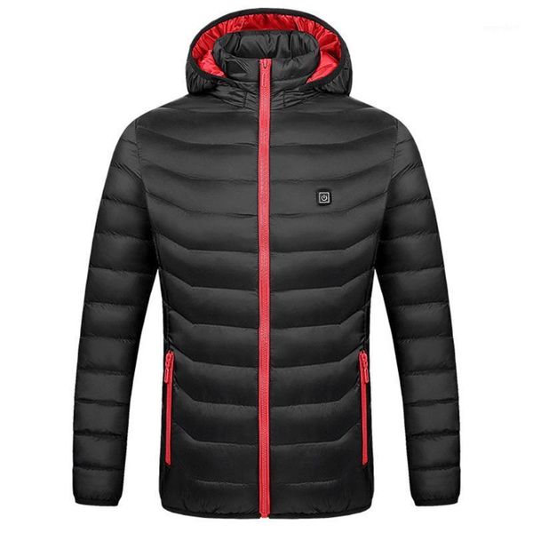 

hooded daily zipper warm soft casual thermal thick winter solid usb rechargeable electric heating women coat pocket1, Black