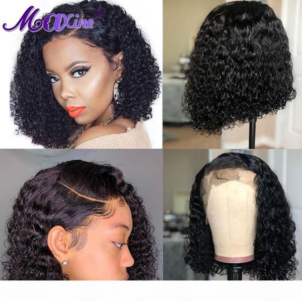 

curly bob wigs 13x4 lace front remy human hair wig with baby hair pre-plucked short bob wig lace front for women 150% maxine, Black;brown
