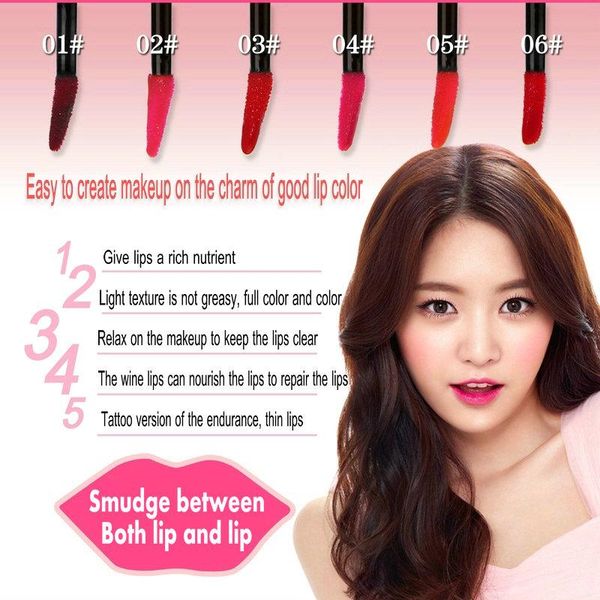 

6 colors red wine lip gloss lipstick waterproof lip matte lipstick long lasting moisture korea cosmetic red
