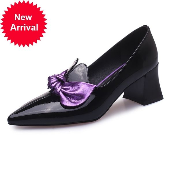 

2021 genuine leather. thick ladies'office. high-quality shoes from women high heels. women's party shoes. jp9t, Black