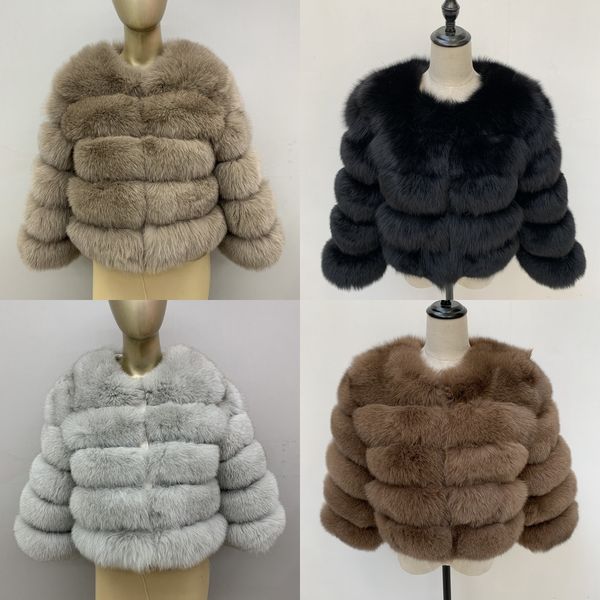 

2019 real fox fur coat women warm real fox fur coat short slim winter genuine fur jacket fashion outwear luxury natural foxx1019, Black