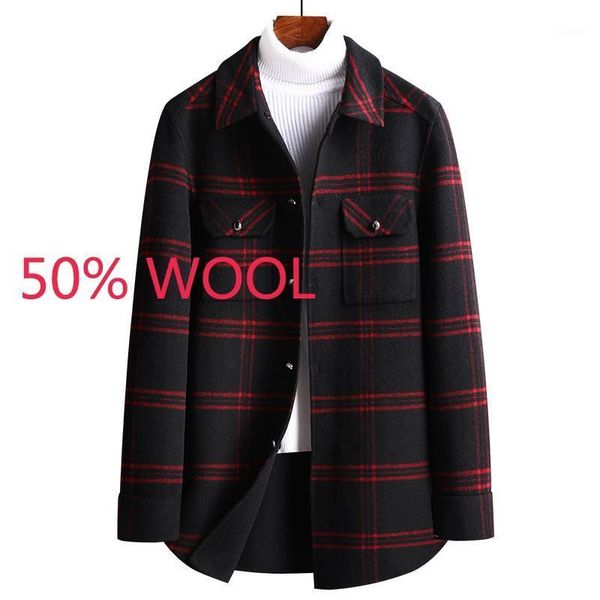 

new fashion autumn men handmade double faced woolen coat cashmere casual plaid thick single breasted size m-2xl 3xl1, Black