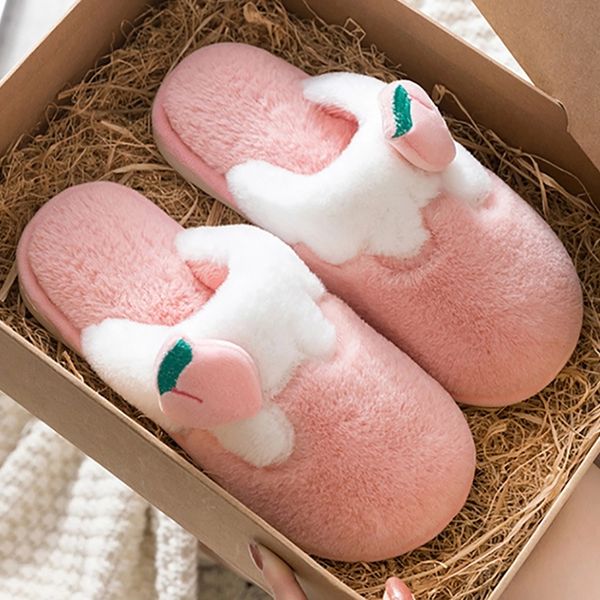 

home slippers women winter plush non-slip cartoon fruit couple shoes outdoors indoors soft slippers zapatillas de mujer #ot3f, Black