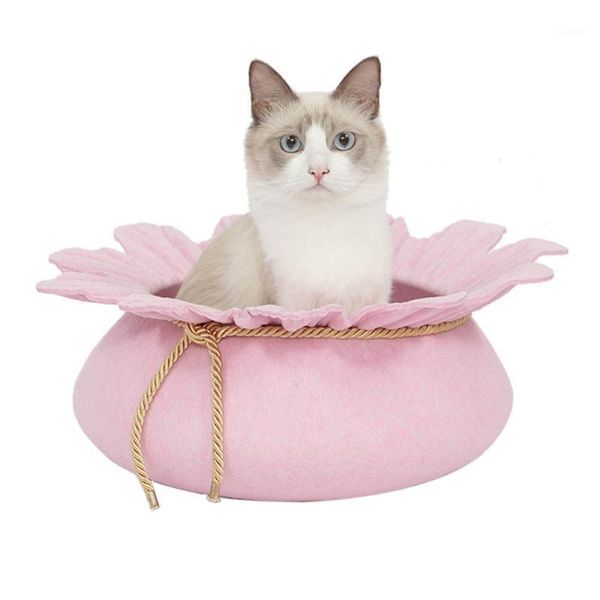 

pets dog cat bed flower shape felt nest warm mat pad kitten puppy sofa tb sale1