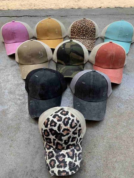 

washed ponytail baseball caps gliter messy bun cotton tie dye snapbacks leopard sun visor outdoor hat party hats zza2048