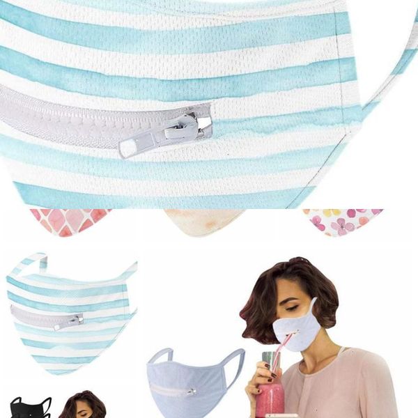 

caqocreative mask 6 colors zipper design easy to drink washable reusable covering protective face masksoutletczbp