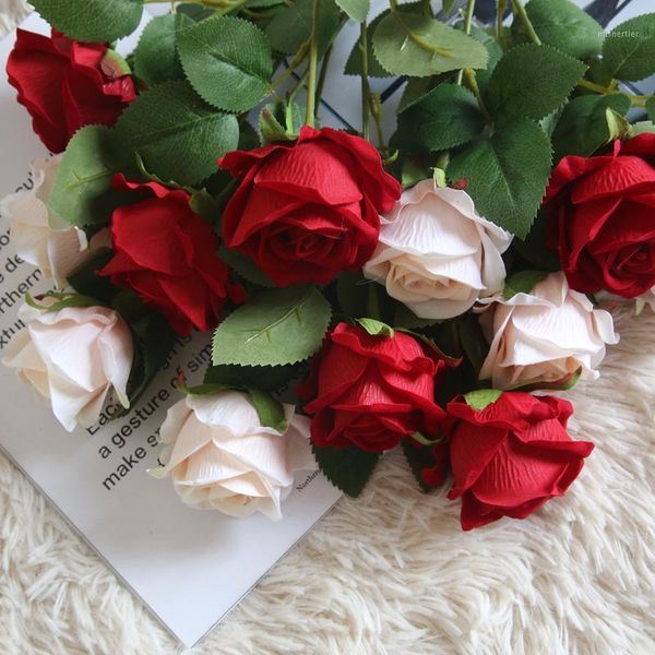 

decorative flowers & wreaths red rose flower flannel single head artificial for gift valentine's day wedding party decoration home deco