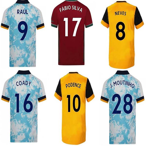 

new 2020 2021 wolves football jersey home yellow j. moutinho raul neves podence football shirt 20/21 dendocker adama football jersey, Black;yellow