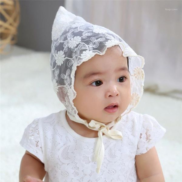 

2020 baby girls hats lovely princess lace cotton flower beanie hat newborn pgraphy props floral cap hair accessories1, Yellow